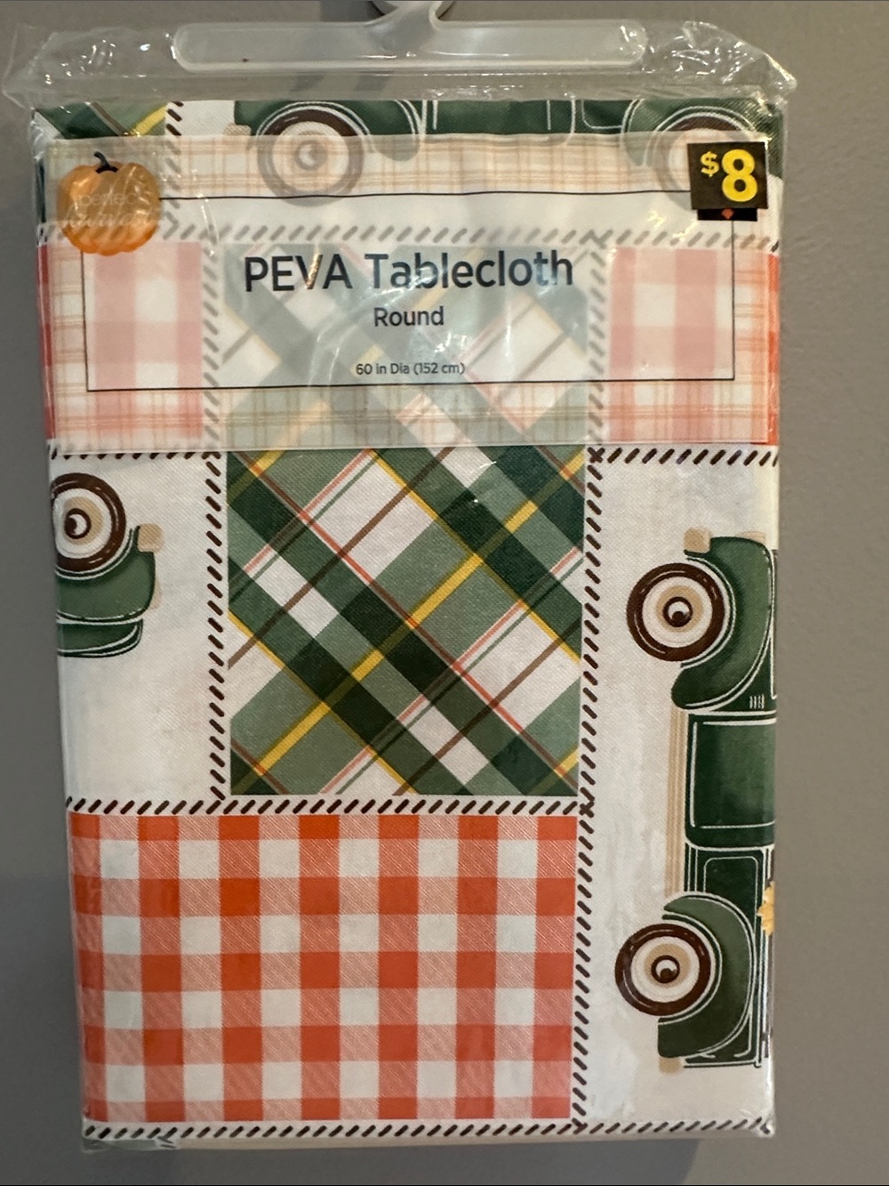 PEVA Round Tablecloth 60” Fall Autumn Theme – Waterproof Table Cover